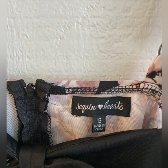 Sequin Hearts Black and Pink Floral Party Dress 13 - Picture 7 of 7